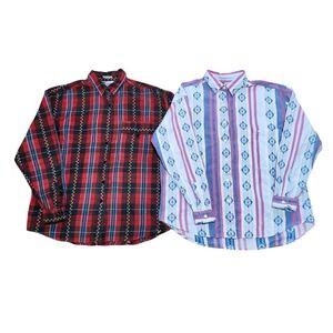 Vintage 90s JW Jeans Wear Button Up Long Sleeve Western Shirt Lot Womens Medium